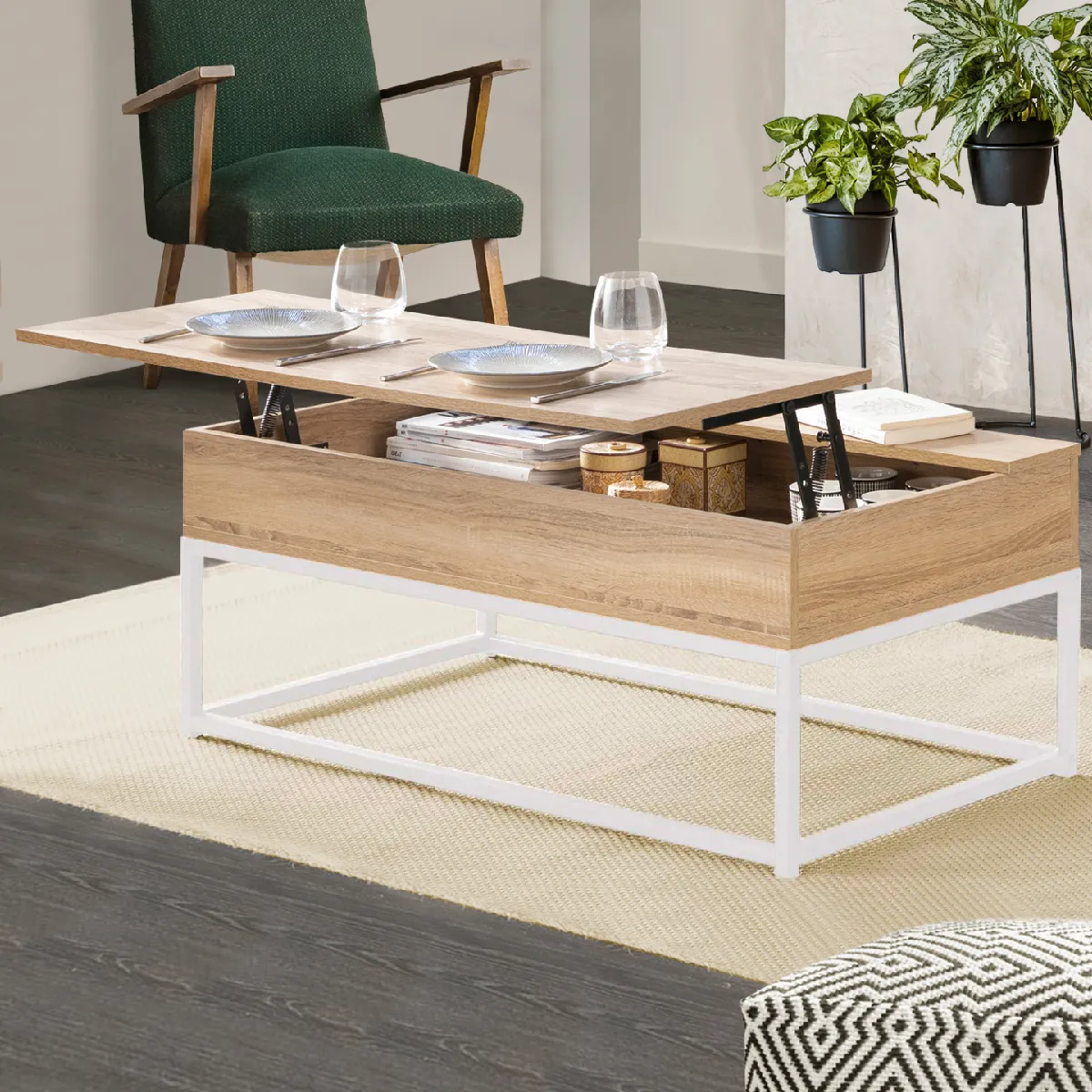 Comparer les prix de MARKET Table Relevable Detroit - Blanc