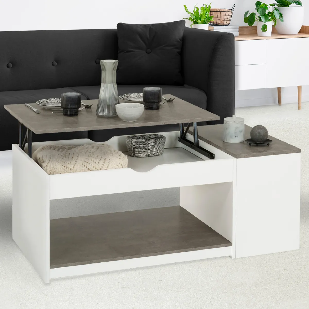 Comparer les prix de MARKET Table Basse Elea - Coffre & Plateau Relevable