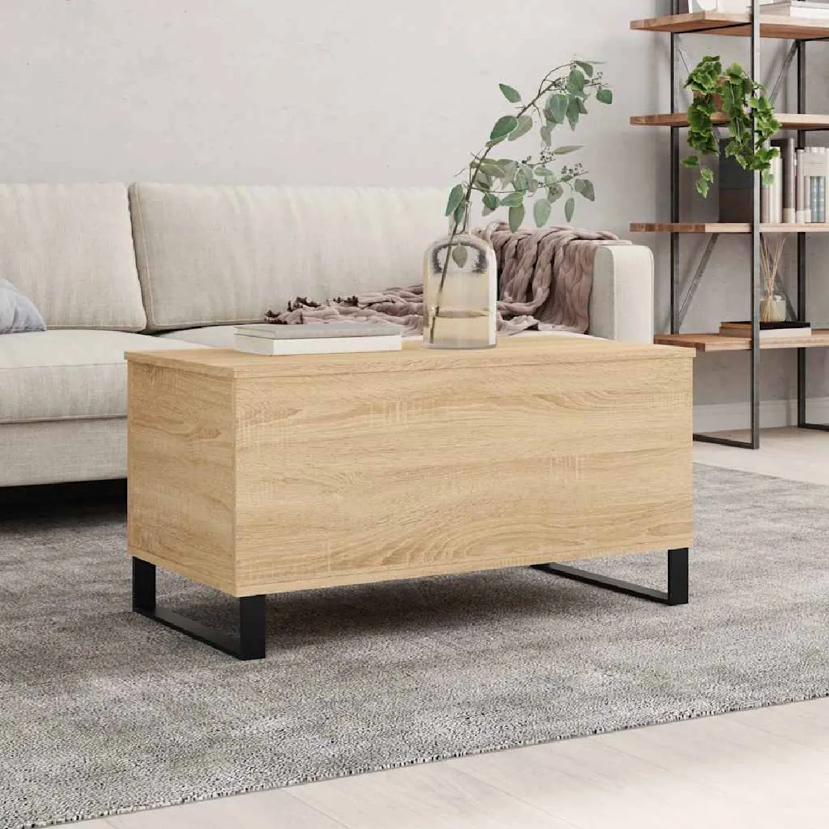 Non Communiqué Marron Vidaxl Table Basse Chêne Sonoma 90X44,5X45 Cm Bois D'ingénierie 830983 - Image 3