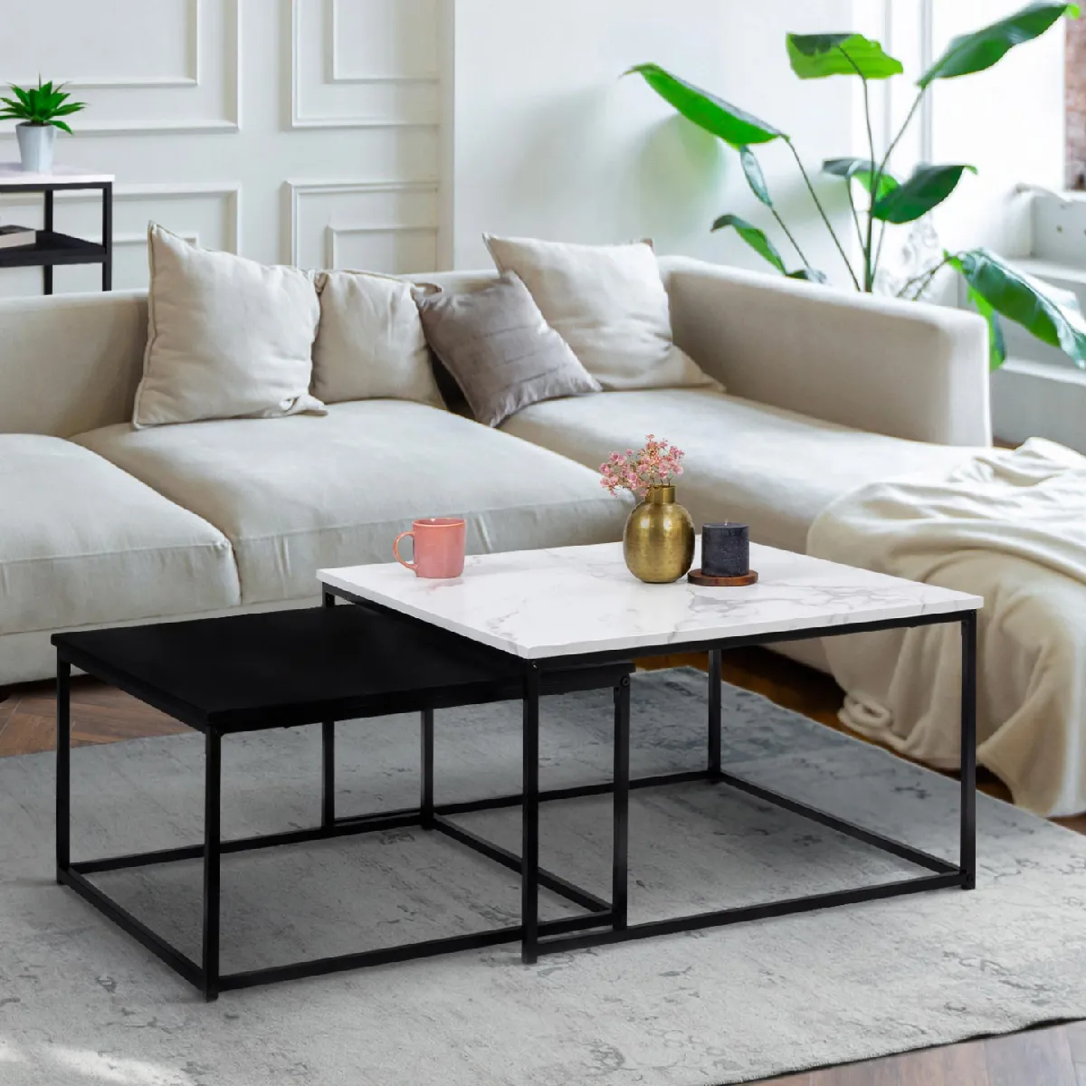 Meilleurs prix pour MARKET ALASKA Tables gigognes - Effet marbre