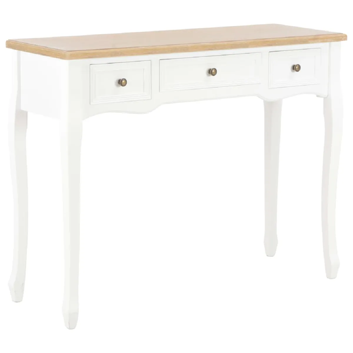 Non Communiqué Blanc Et Marron Table De Console Et Coiffeuse Avec 3 Tiroirs Blanc - Image 3
