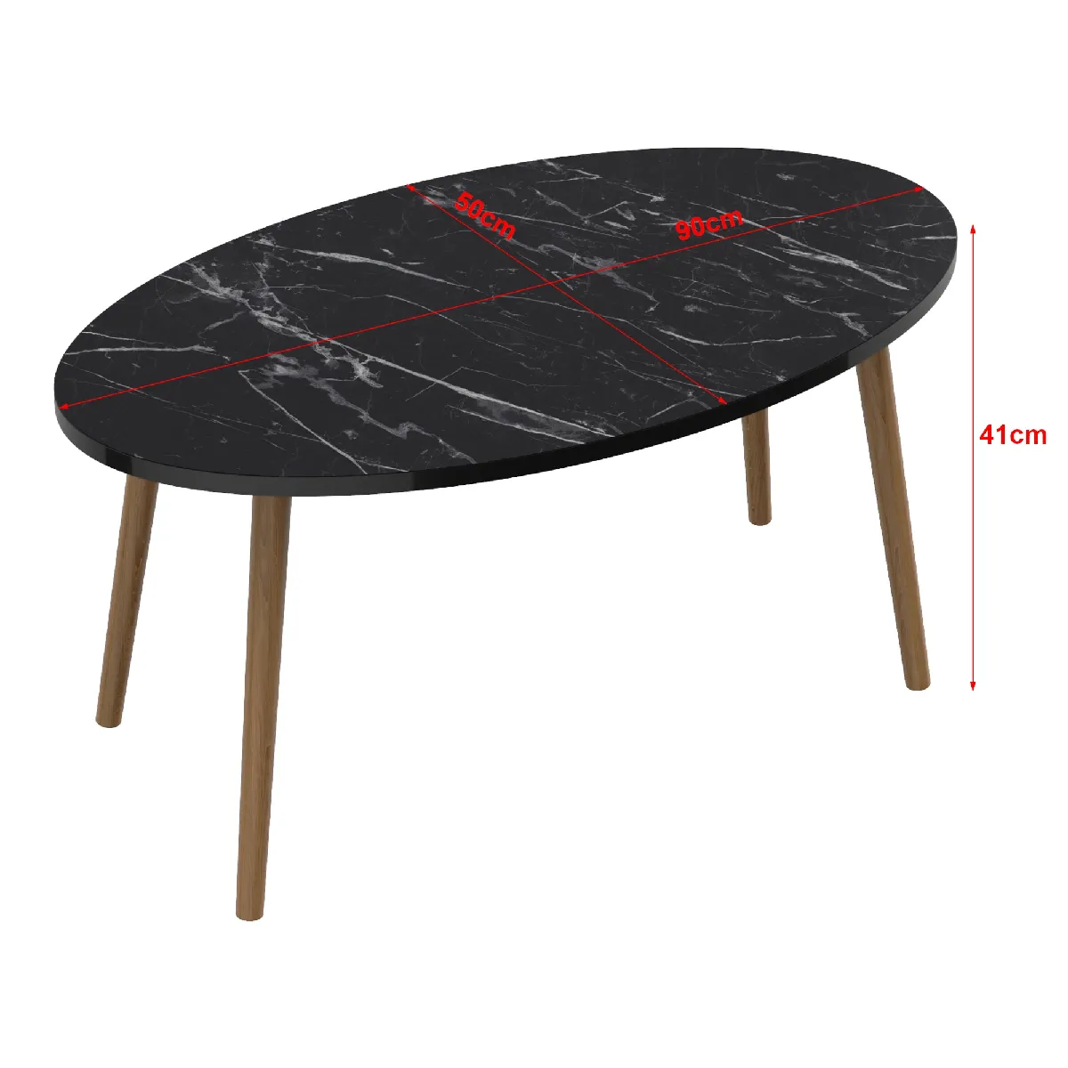 Meilleurs prix pour Table basse ovale marbre noir 90 x 50 cm