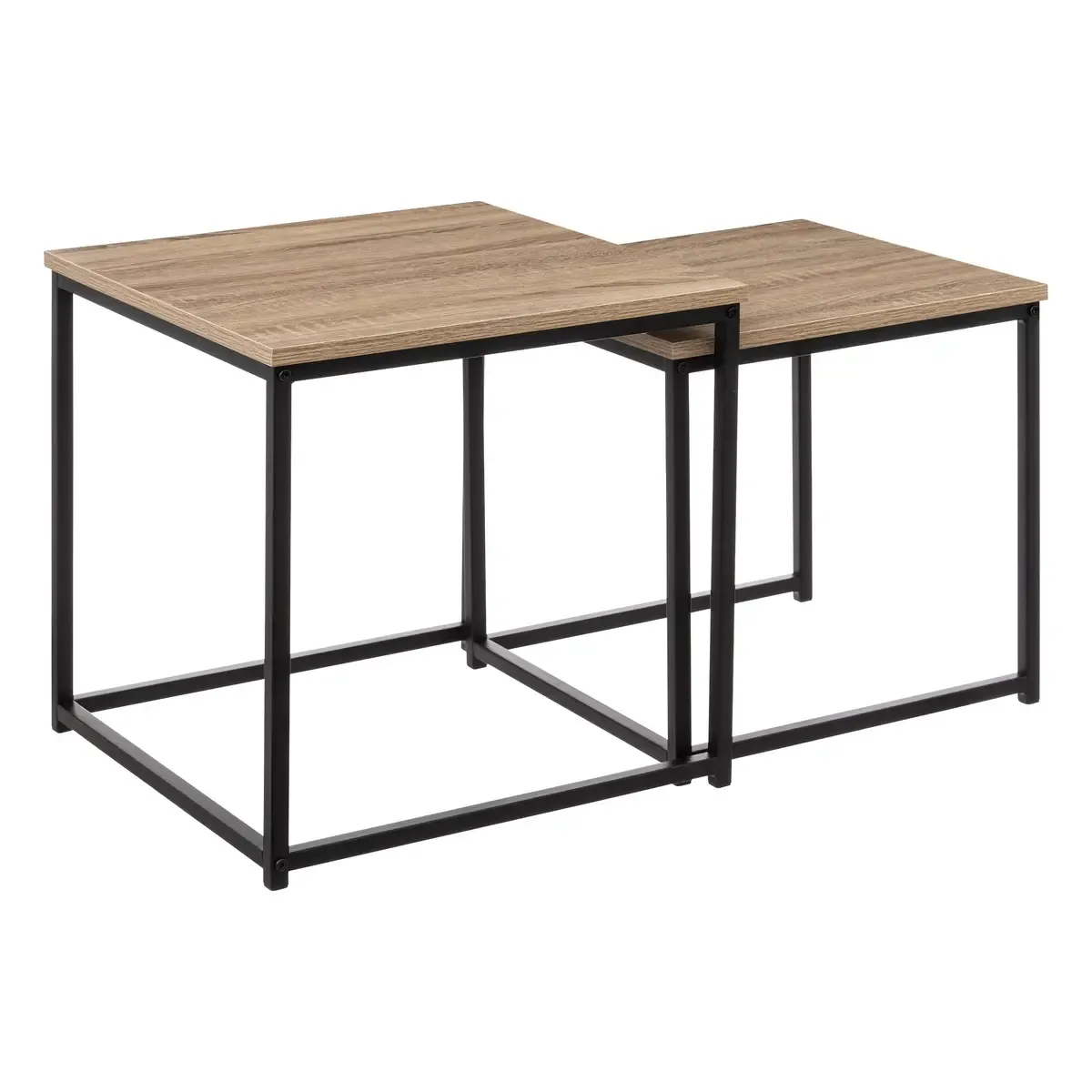 Meilleurs prix pour pegane Set de 2 tables carrée MDF - Chêne/Noir
