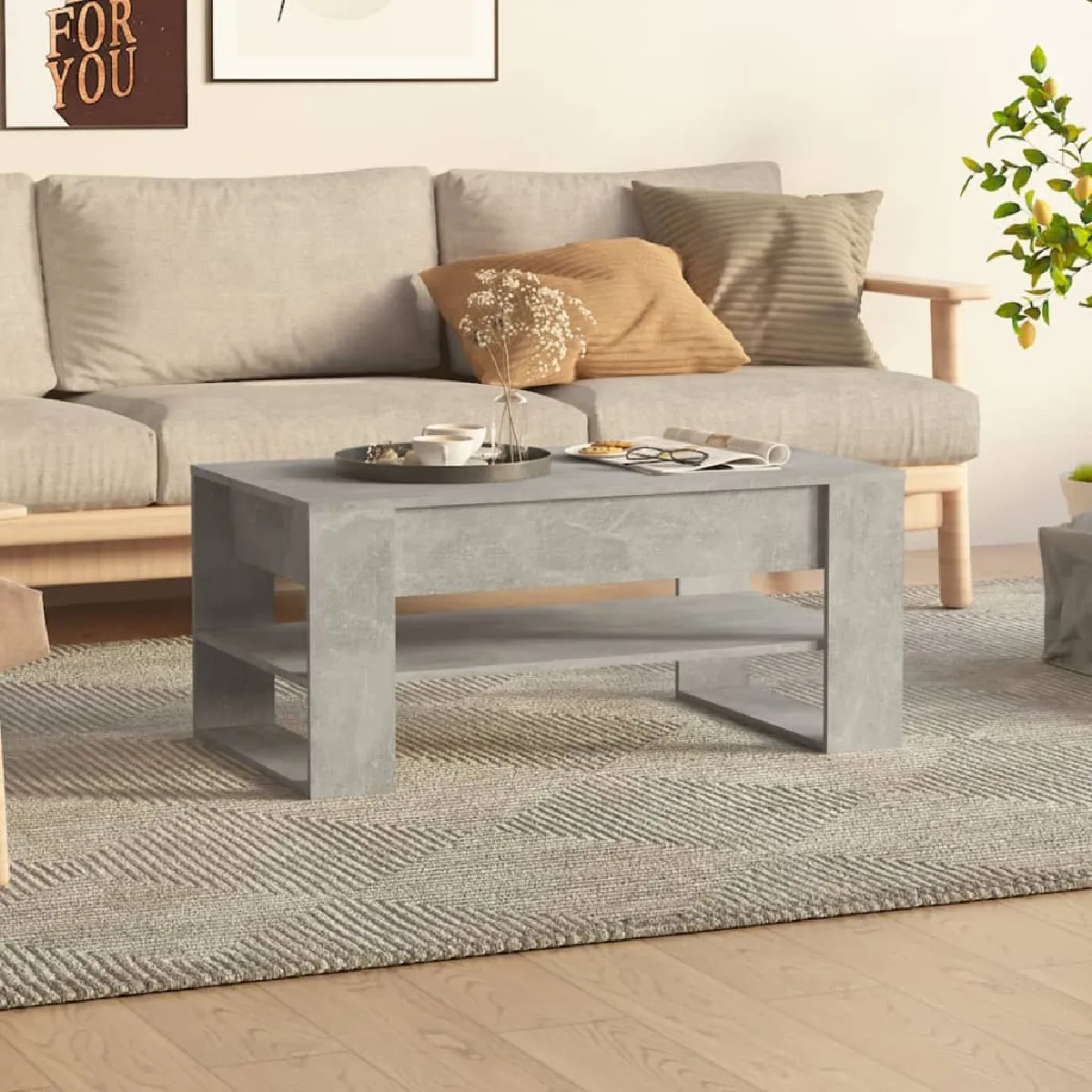 vidaXL Table Basse - Gris Béton