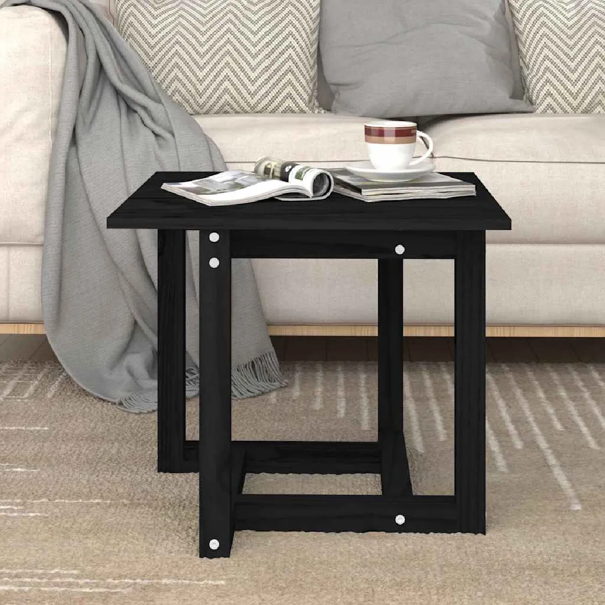 Vidaxl Noir Table Basse Bois - 50X50x45