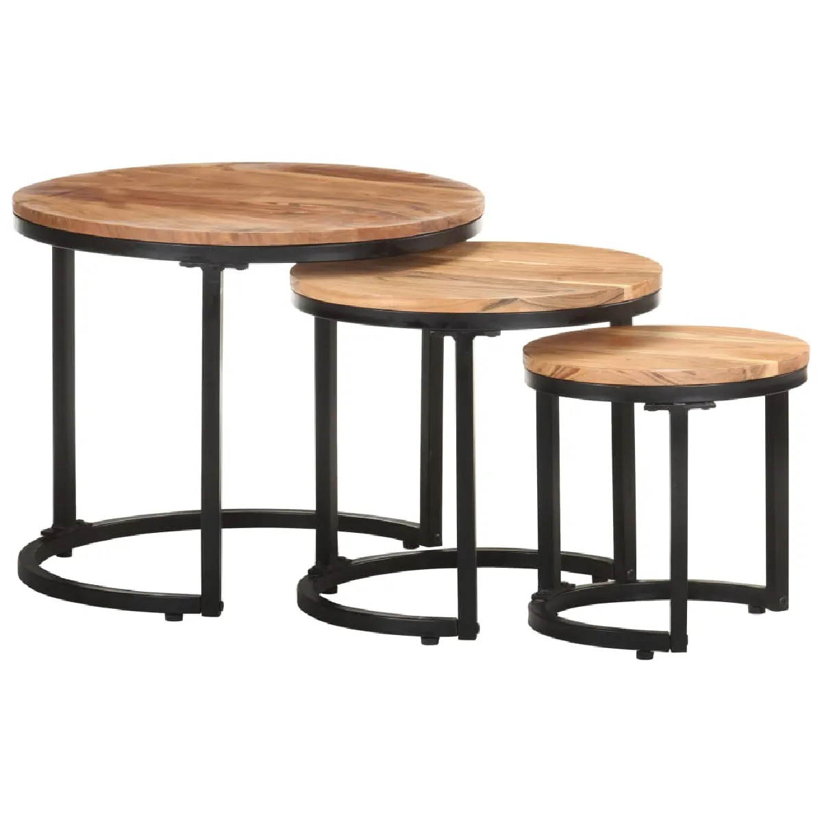 VIDAXL - Table d'appoint - Ensemble de 3 - Bois d'acacia massif - Image 2