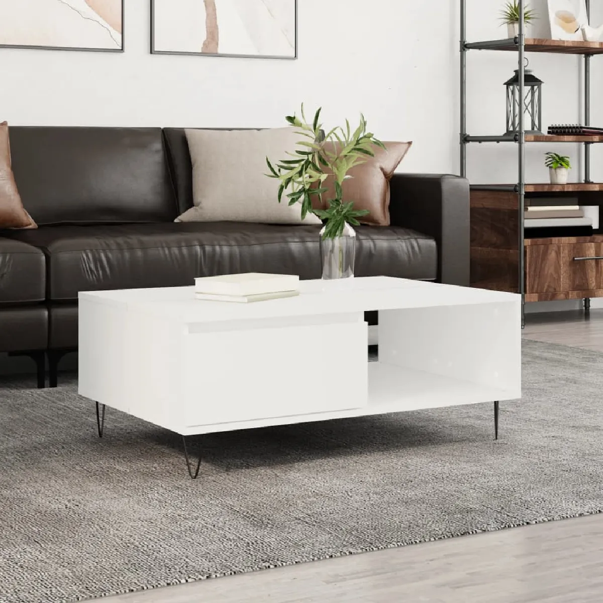 Vidaxl Blanc Table Basse - 90 X 60 X 35 Cm