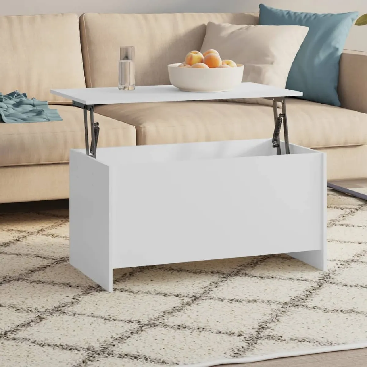 Comparer les prix de Maison Chic Table basse Blanc 102x55,5x52,5 cm - Bois d'ingénierie
