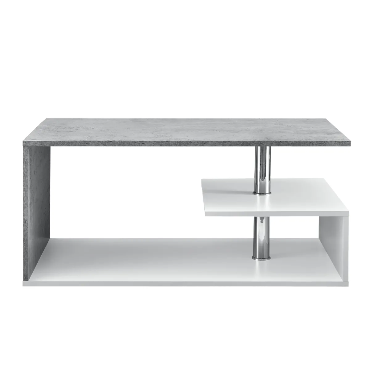 Comparer les prix de Table basse avec étagère - Blanc/Béton
