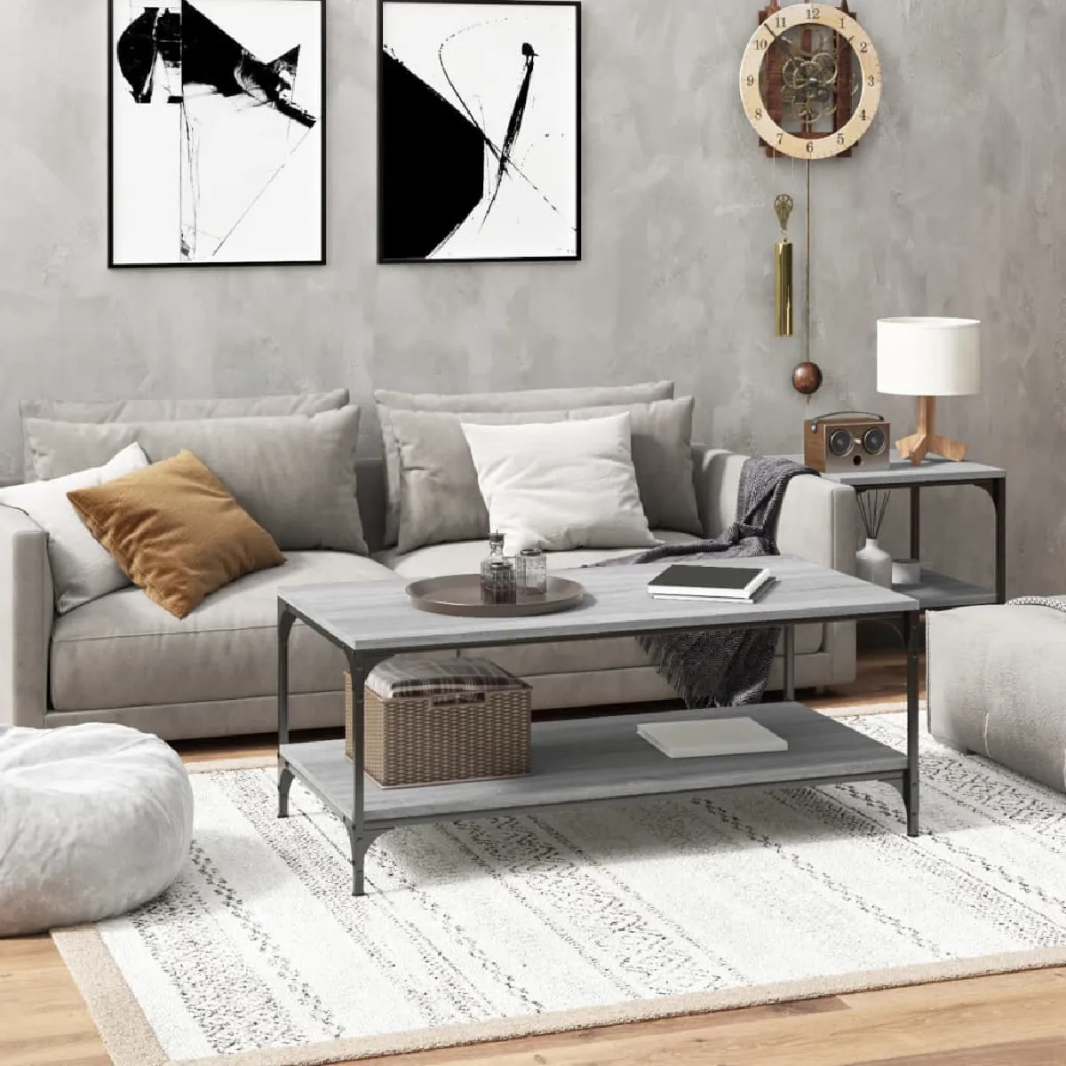 Vidaxl Gris Table Basse Sonoma 80X50x40 Cm