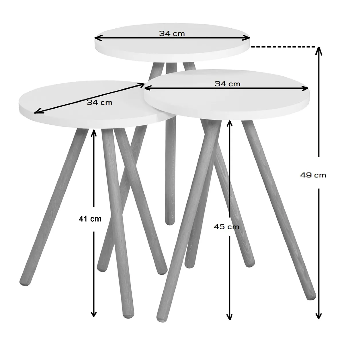 Comparer les prix de Set de 3 tables gigognes - Effet bois