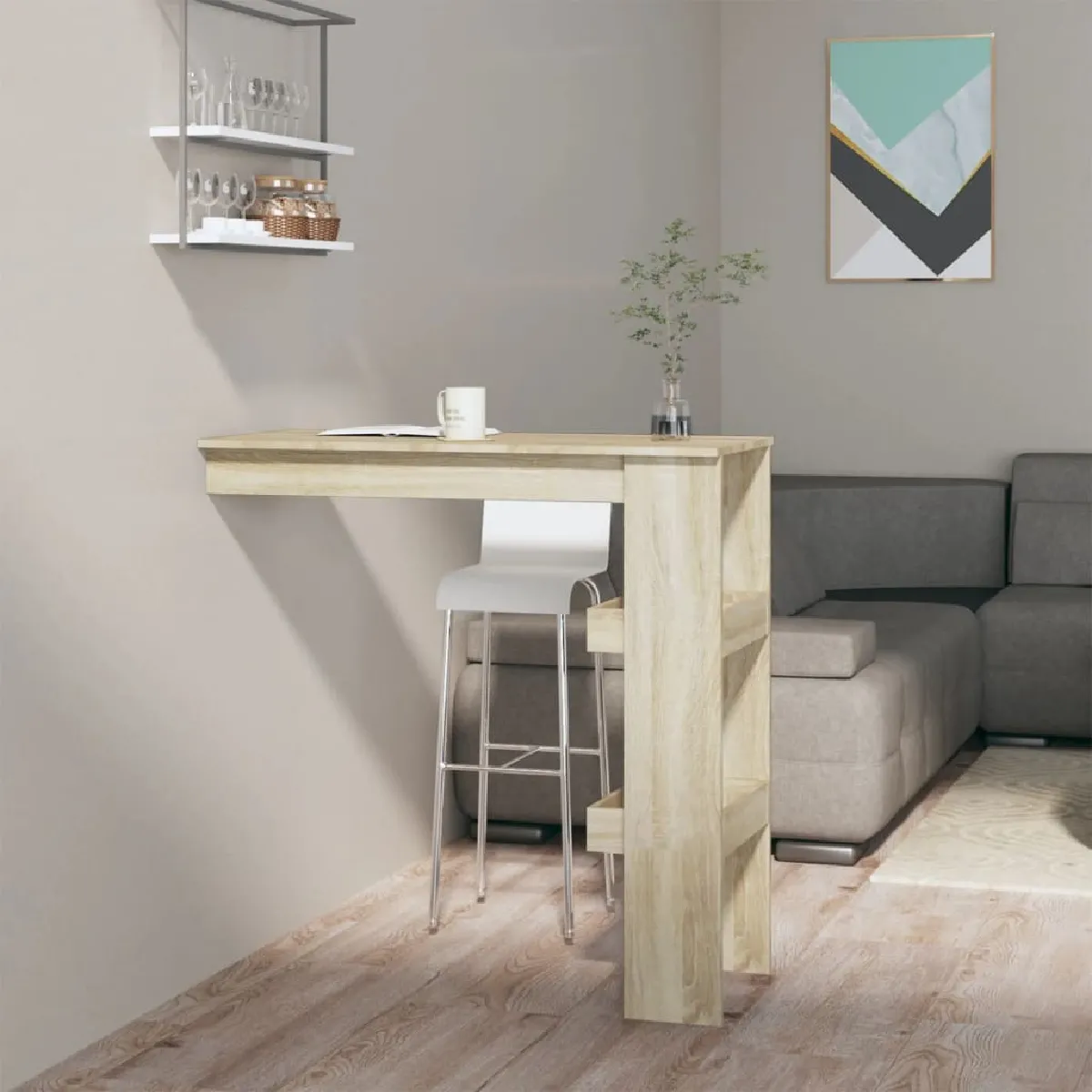Vidaxl Table bar murale Chêne Sonoma 102x45x1035 cm Bois dingénierie 811784
