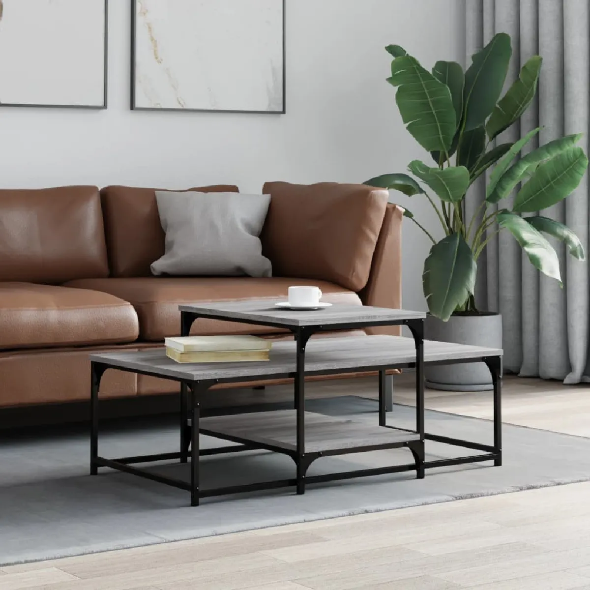 Non Communiqué Gris Vidaxl Table Basse Sonoma 102X60x45 Cm Bois D'ingénierie 835317 - Image 3