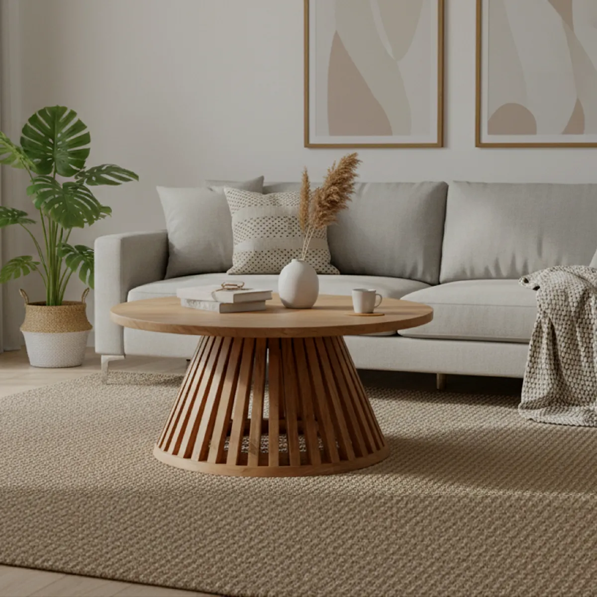 BOIS & CHIFFONS Table basse ronde - Acacia Kfir