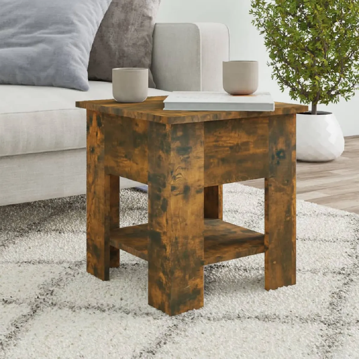 vidaXL Table Basse Chêne Fumé