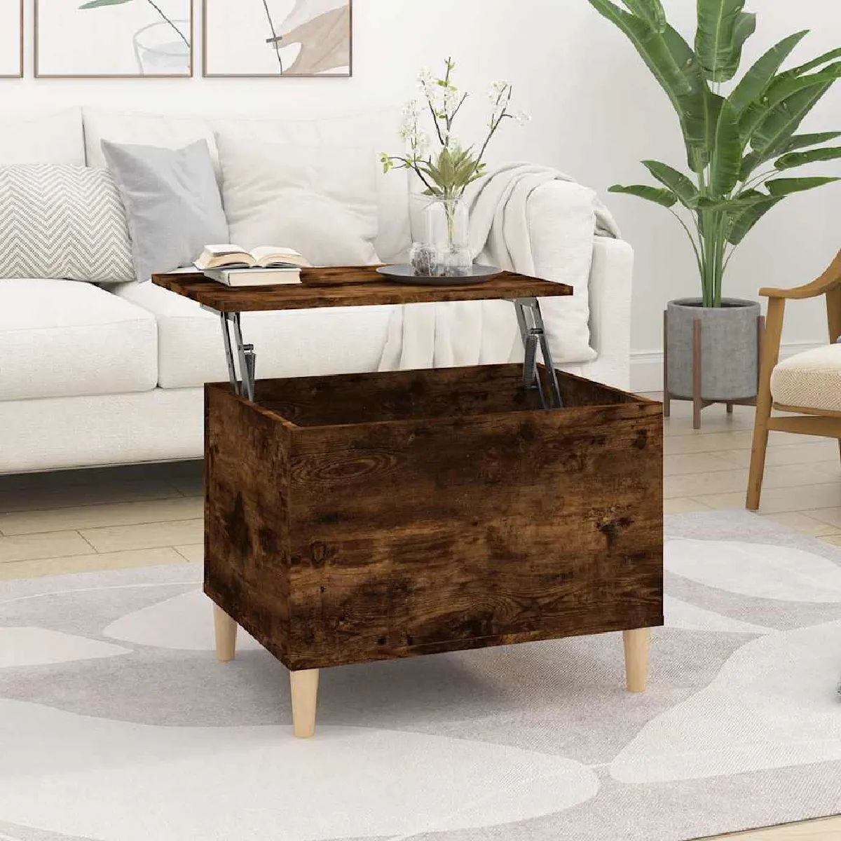 vidaXL Table basse Chêne fumé
