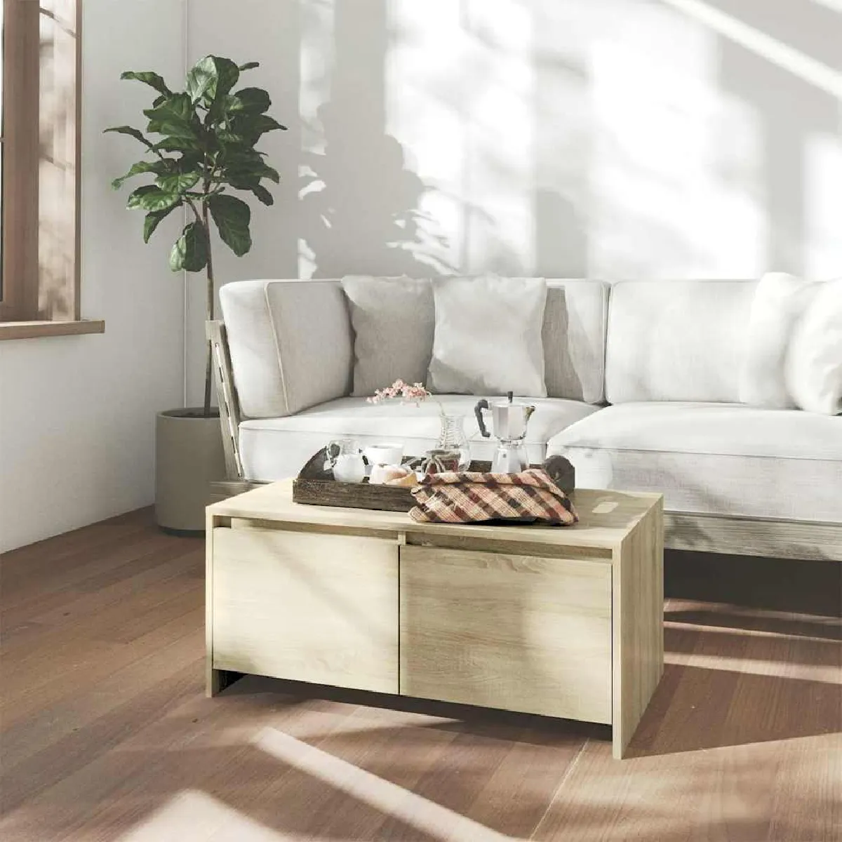 VIDAXL - Table basse - Chêne Sonoma - 90 x 50 x 41,5 cm - Image 3