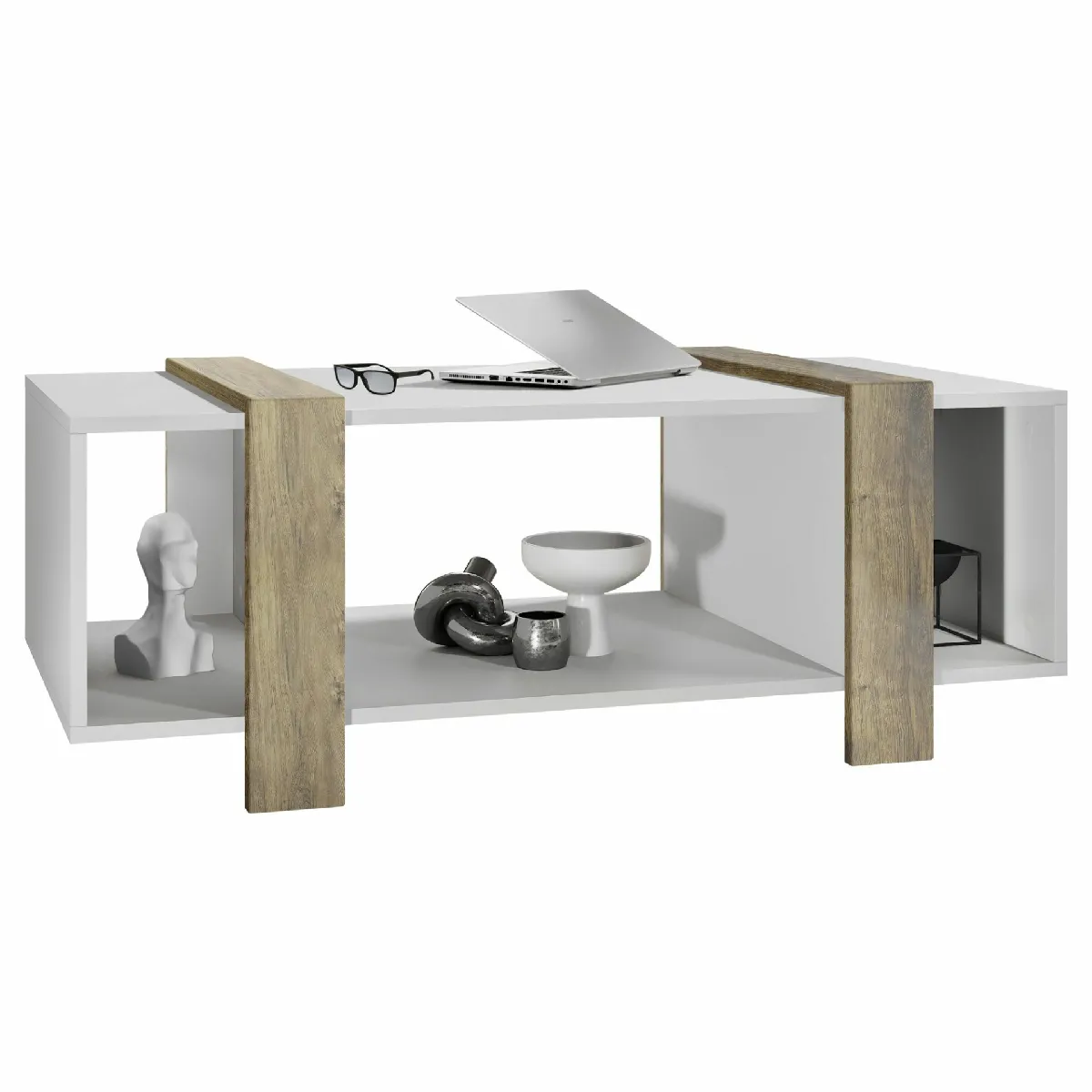 Comparer les prix de MPC Table basse blanche et chêne Ribbeck