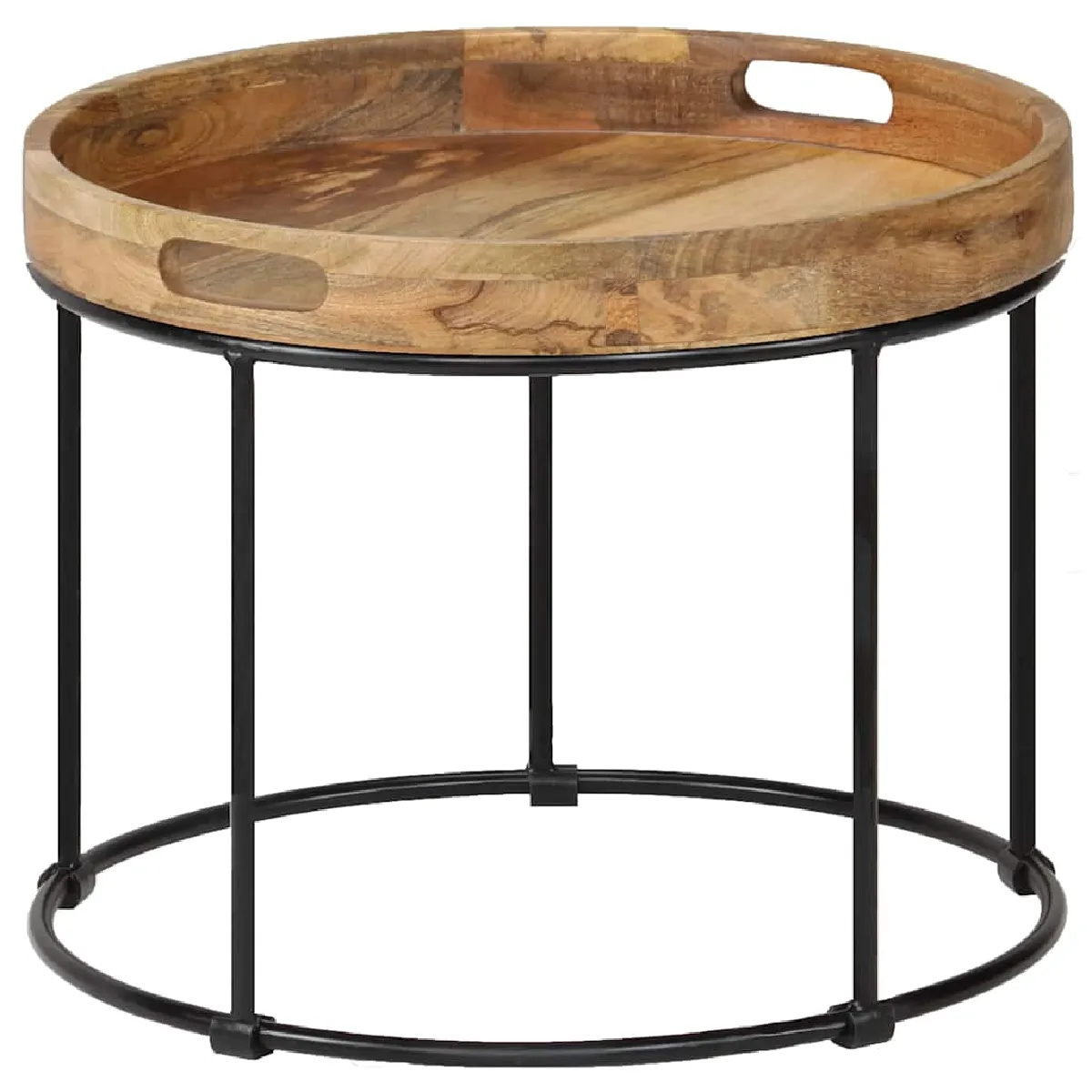 Vidaxl Brun Table Basse Bois De Manguier Massif Et Acier 50 X 40 Cm - Image 3