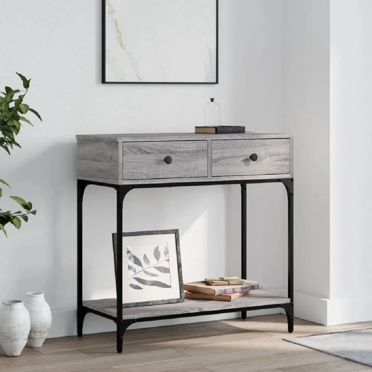VIDAXL - Table console - Gris - 75x34,5x75 cm - Image 2