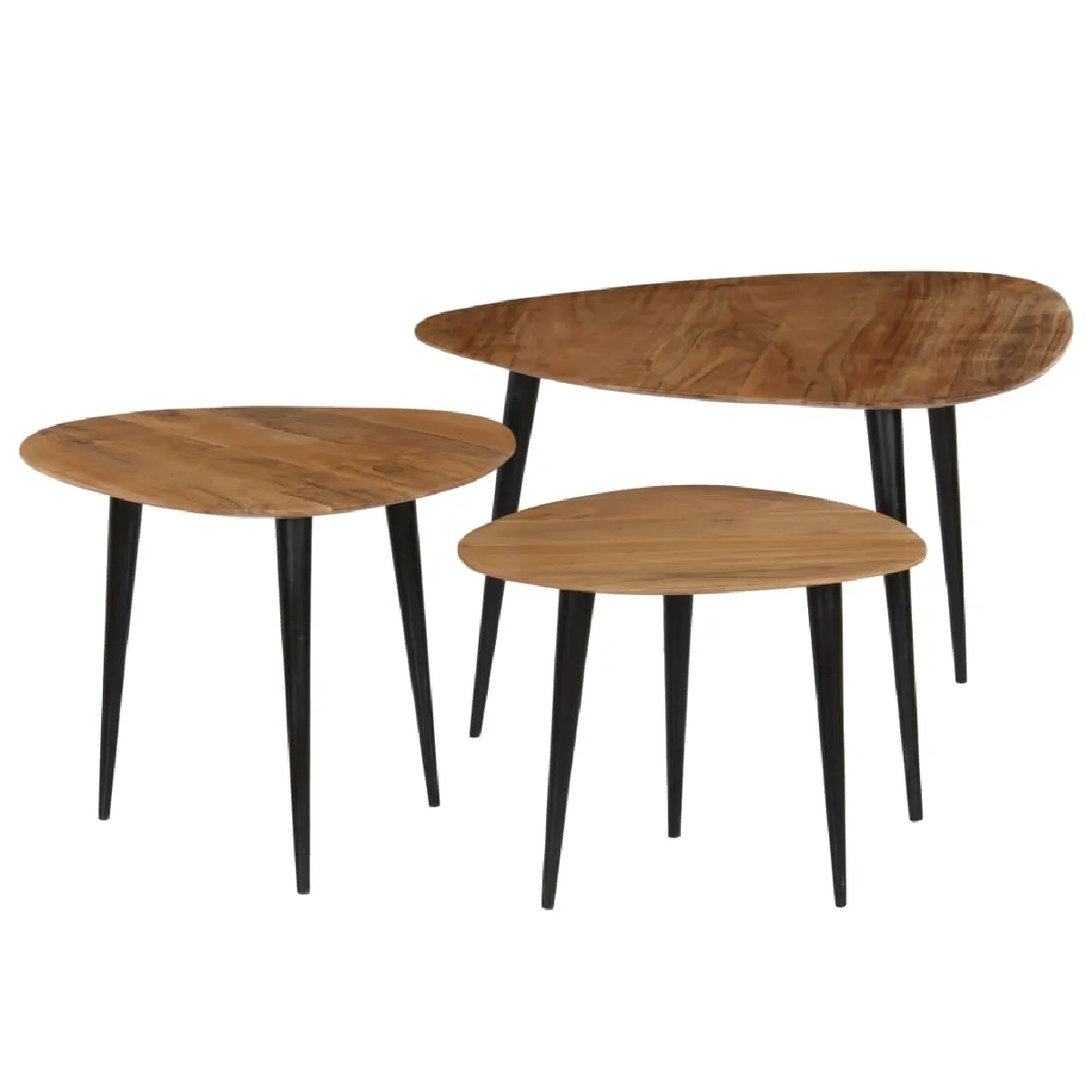 Vidaxl Tables Basses 3 Pcs Bois D Acacia Massif - Image 2