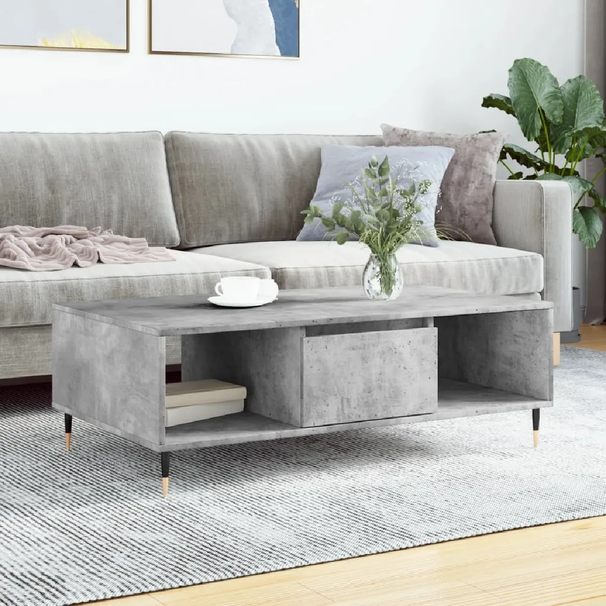Meilleurs prix pour Maison Chic Table basse 104x60 cm - Gris Béton