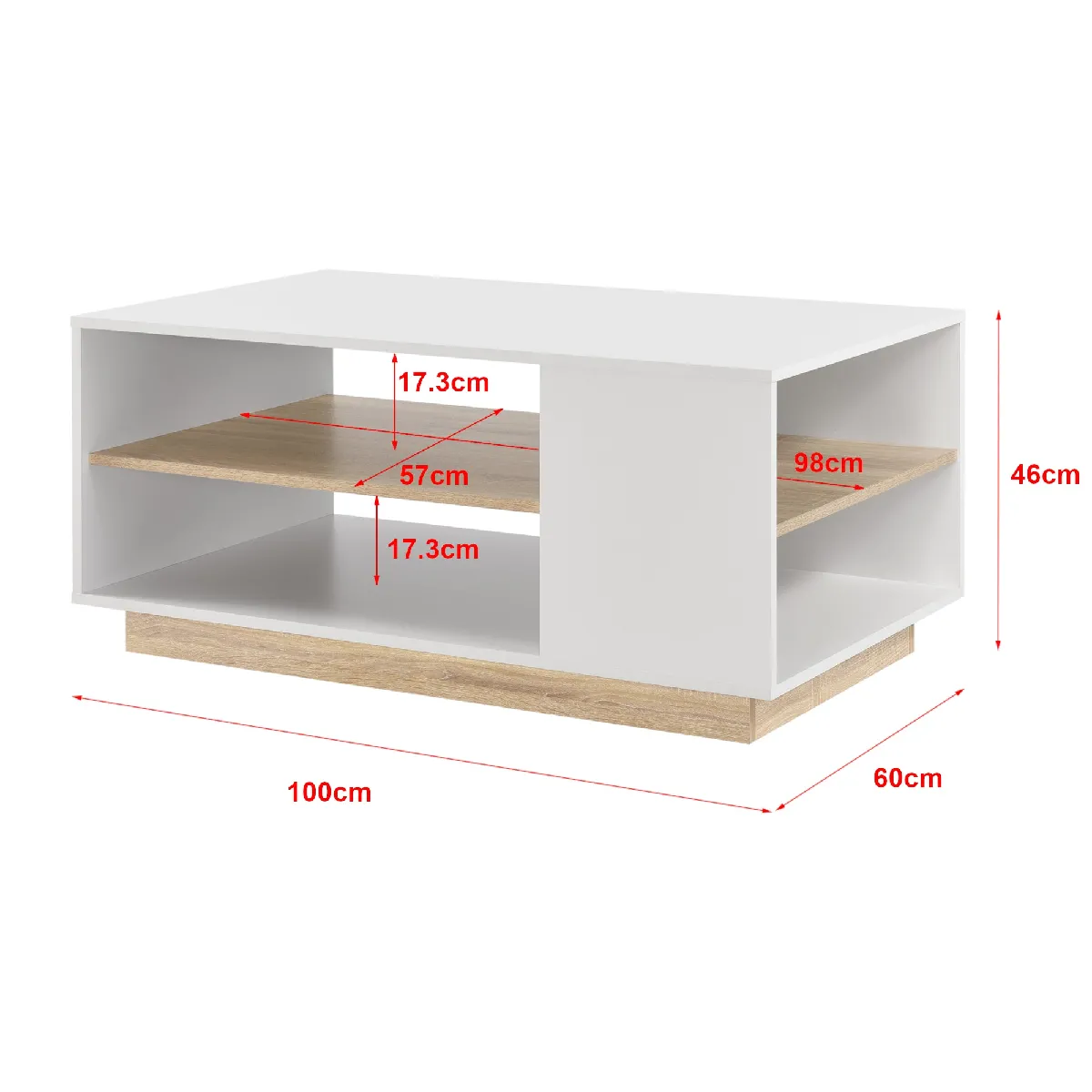 Meilleurs prix pour Helloshop26 Table Basse avec Étagère - Blanc/Chêne