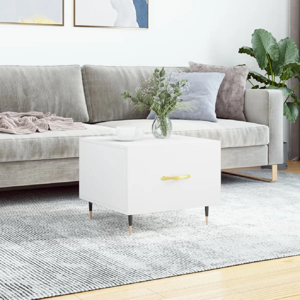 vidaXL - Table basse - 50x50x40 cm - Blanc - Image 3