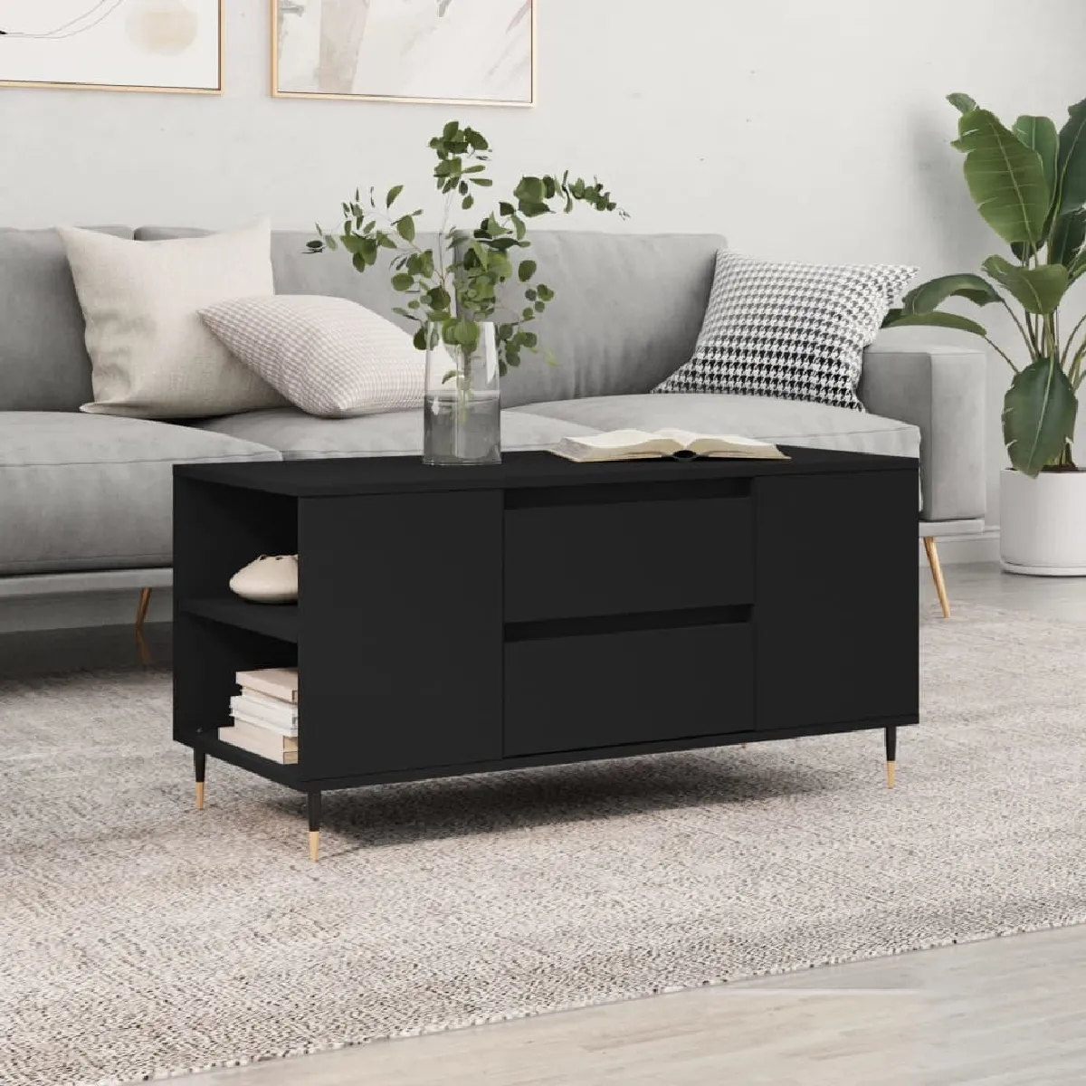 Comparer les prix de Maison Chic Table basse - Bois d'ingénierie noir