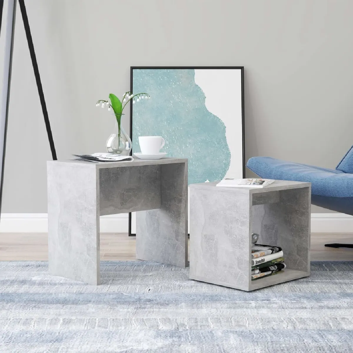 Comparer les prix de Maison Chic Ensemble tables basses - Gris béton