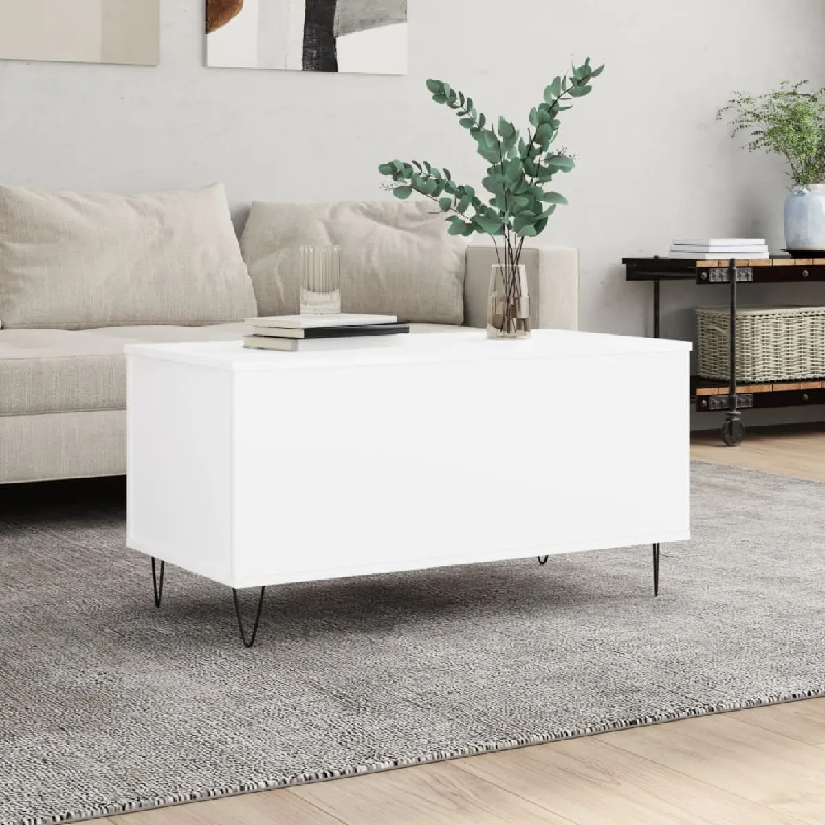 VIDAXL - Table basse - 90x44,5x45 cm - Blanc - Image 3