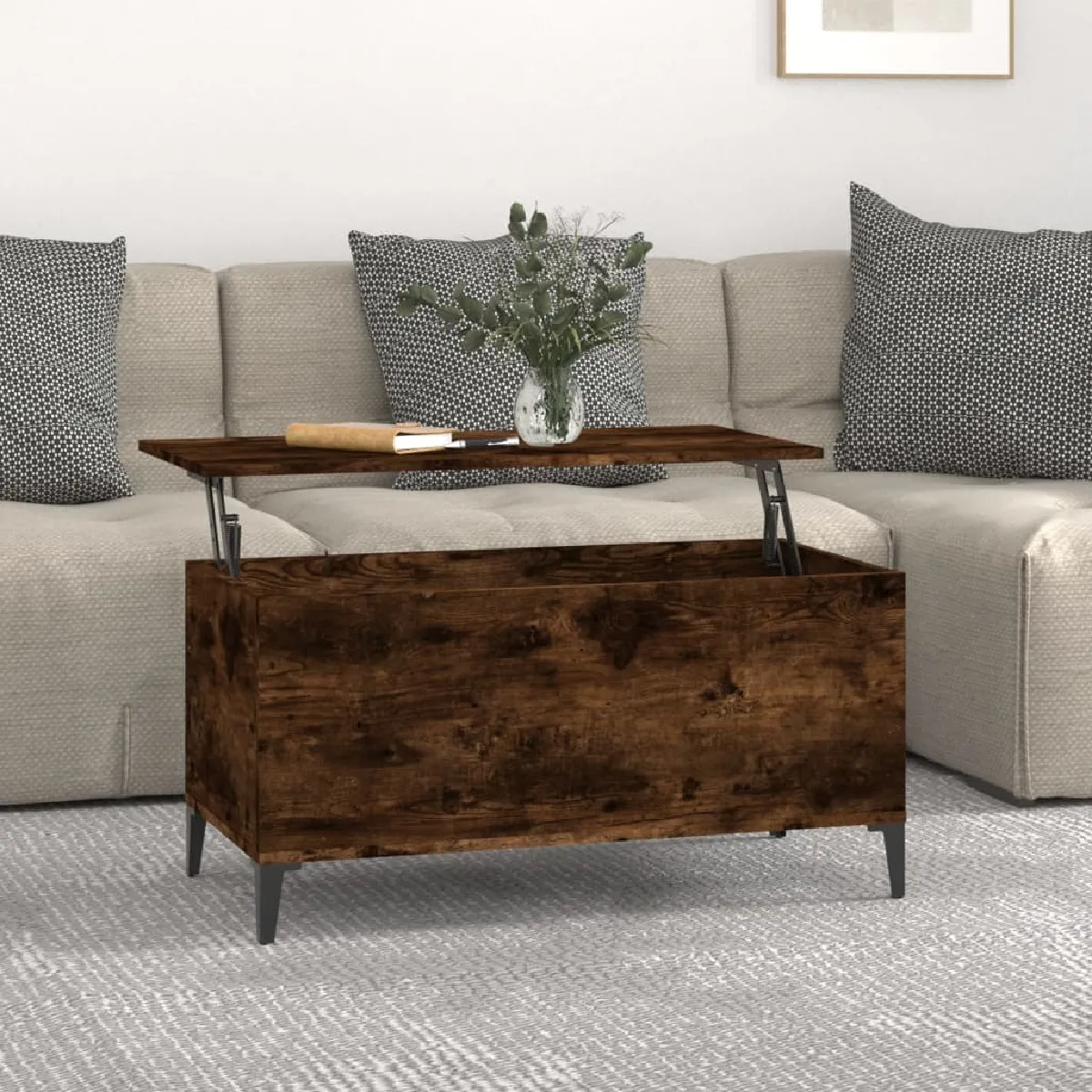 Comparer les prix de Maison Chic Table basse Chêne fumé - 90 cm