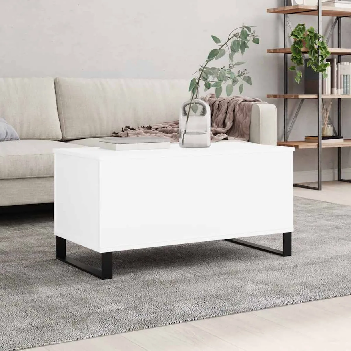 VIDAXL - Table basse - Plateau relevable - Blanc - 90x44,5x45 cm - Image 3