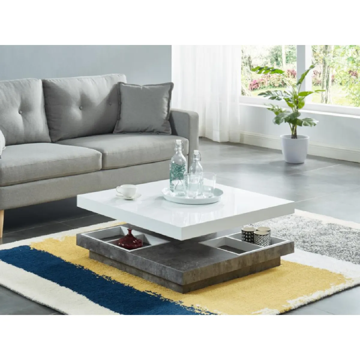 Comparer les prix de Vente-unique Table basse FAUSTO II - Blanc/Béton