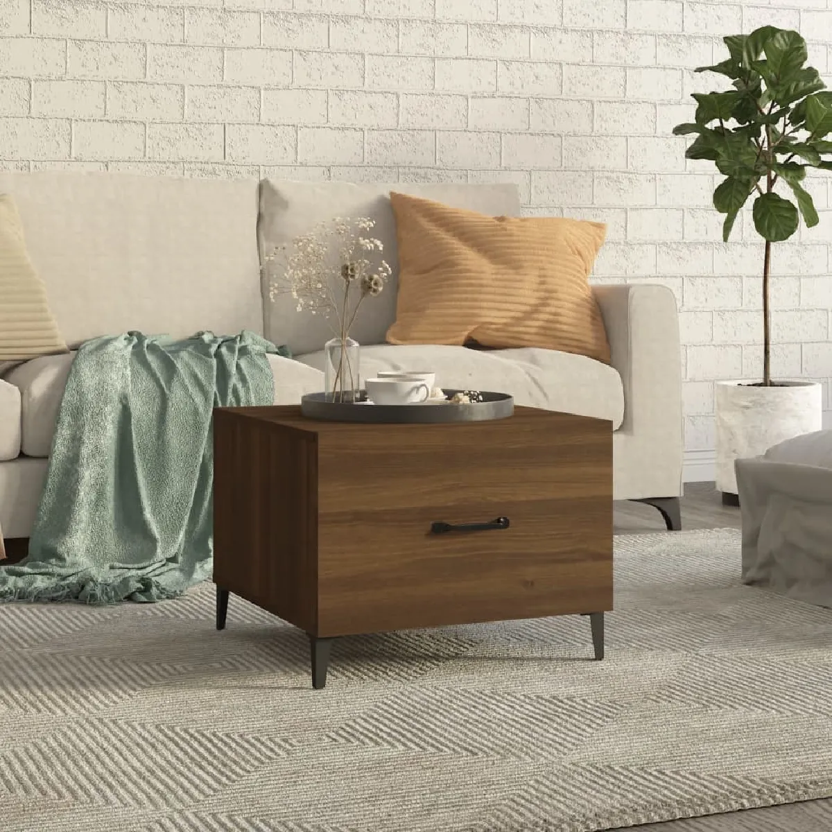 vidaXL - Table basse - Chêne - Marron - 50x50x40 cm - Image 3