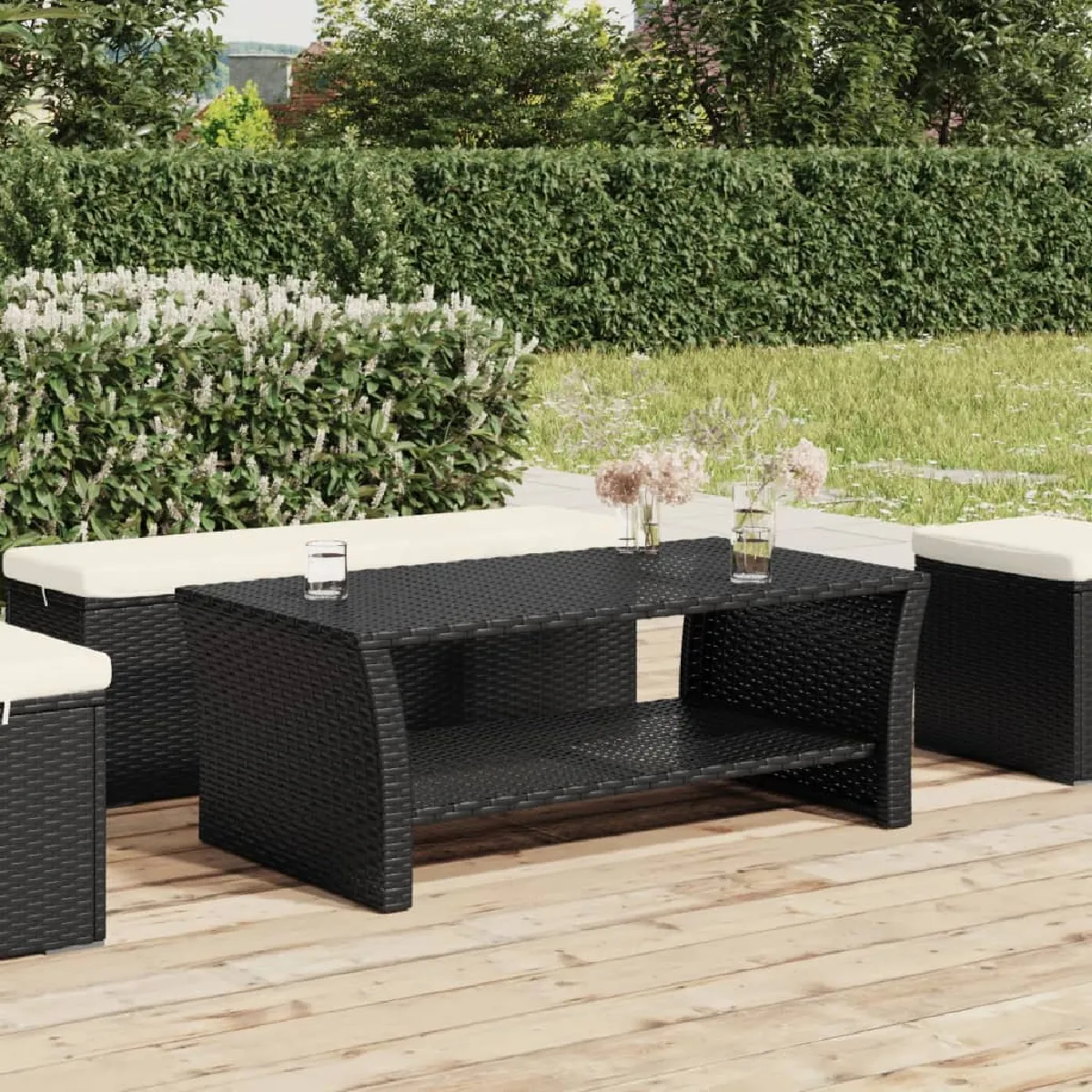 Comparer les prix de VidaXL Table basse résine tressée noir
