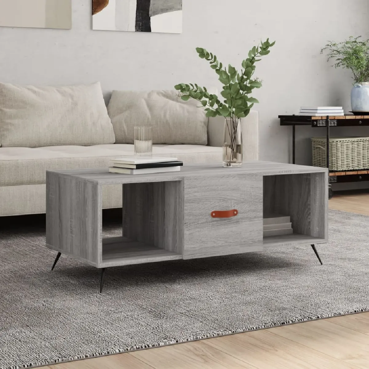 Comparer les prix de Vidaxl Table basse - Sonoma gris - Bois d'ingénierie - 102 x 50 x 40 cm