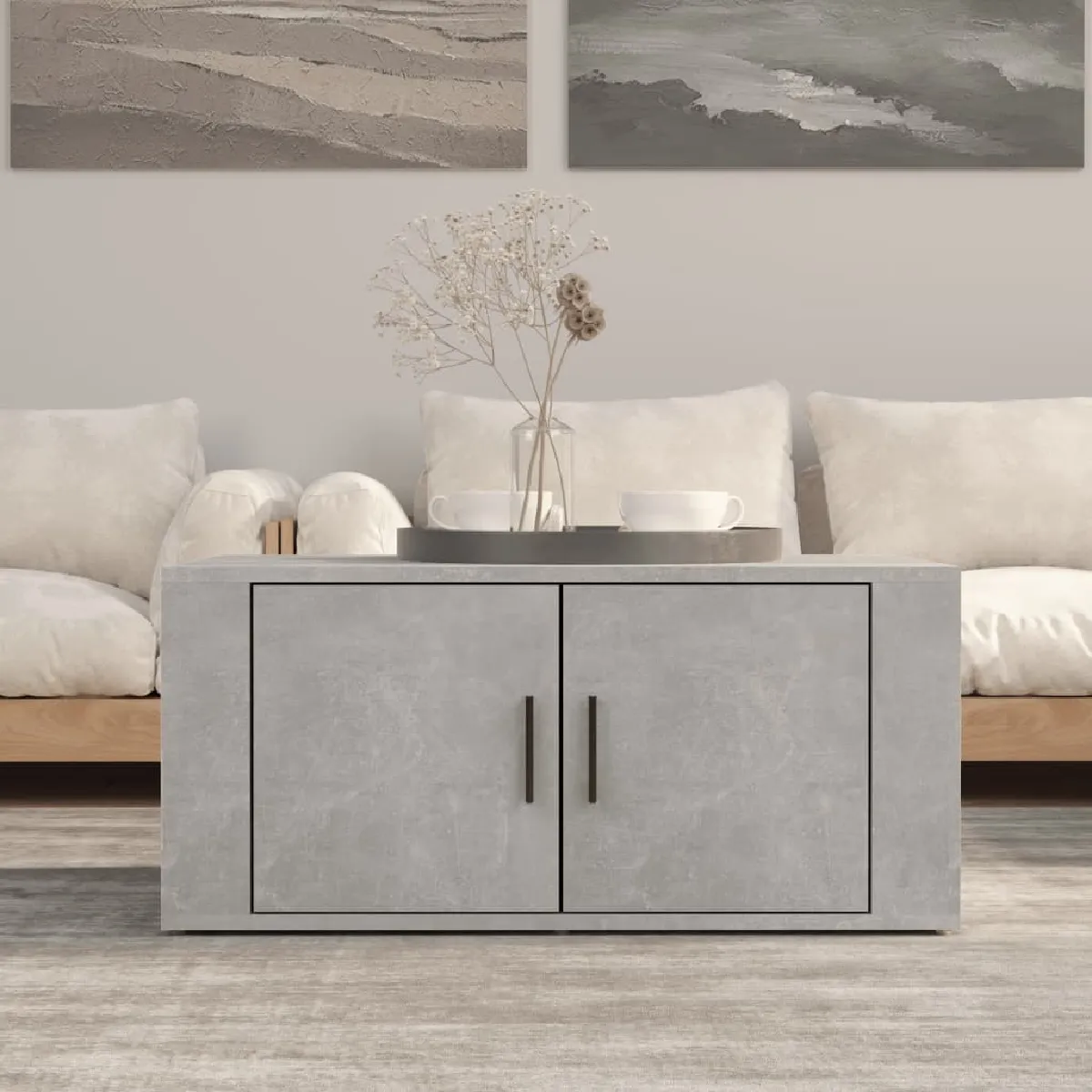 vidaXL - Table Basse - Design Contemporain - Gris Béton - 80 x 50 x 36 cm - Image 3