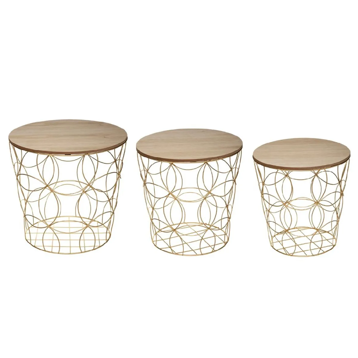 Meilleurs prix pour Pegane Lot de 3 tables gigogne - Dorées