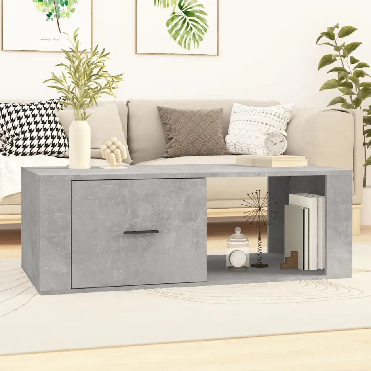 Meilleurs prix pour Maison Chic Table basse 100x50 - Gris béton