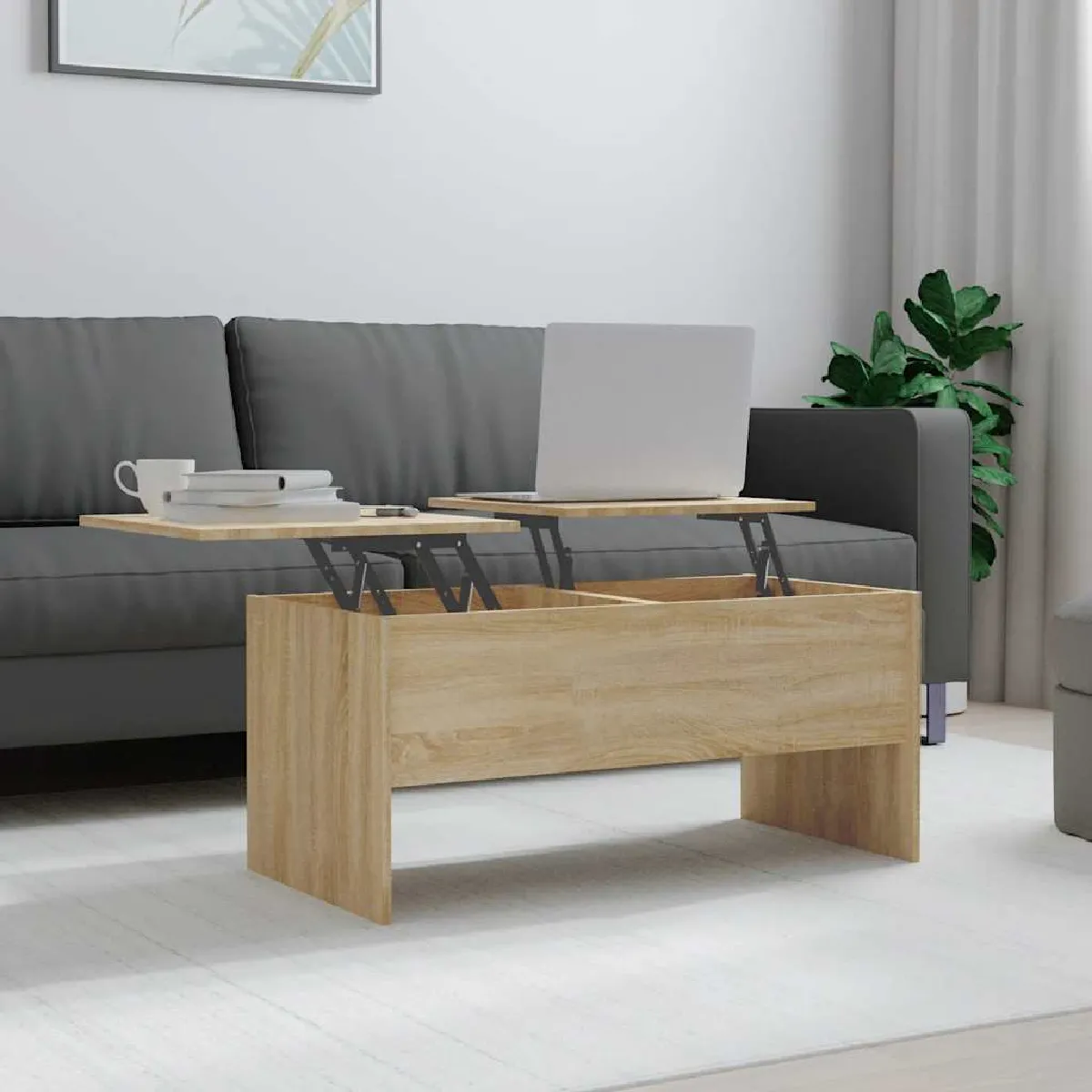 Non Communiqué Marron Vidaxl Table Basse Chêne Sonoma 102X50,5X46,5 Cm Bois D'ingénierie809722 - Image 3