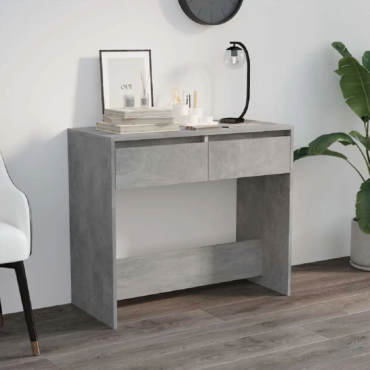 Non Communiqué Gris Table Console Béton 89X41x76,5 Cm Bois D Ingénierie - Image 3