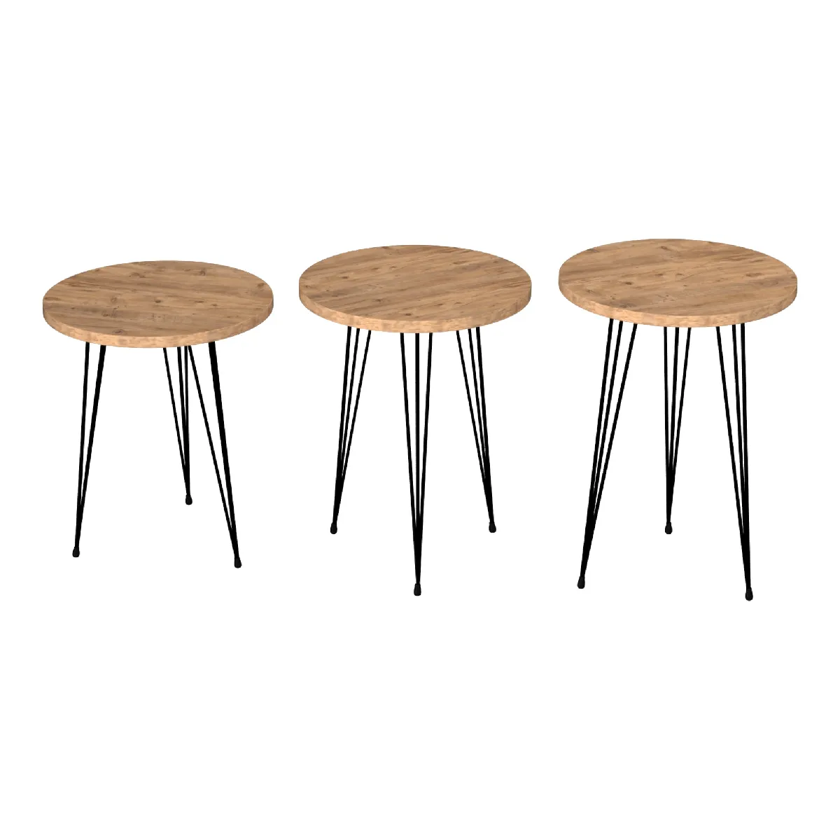 Comparer les prix de Tables gigognes naturelles noir - Set de 3