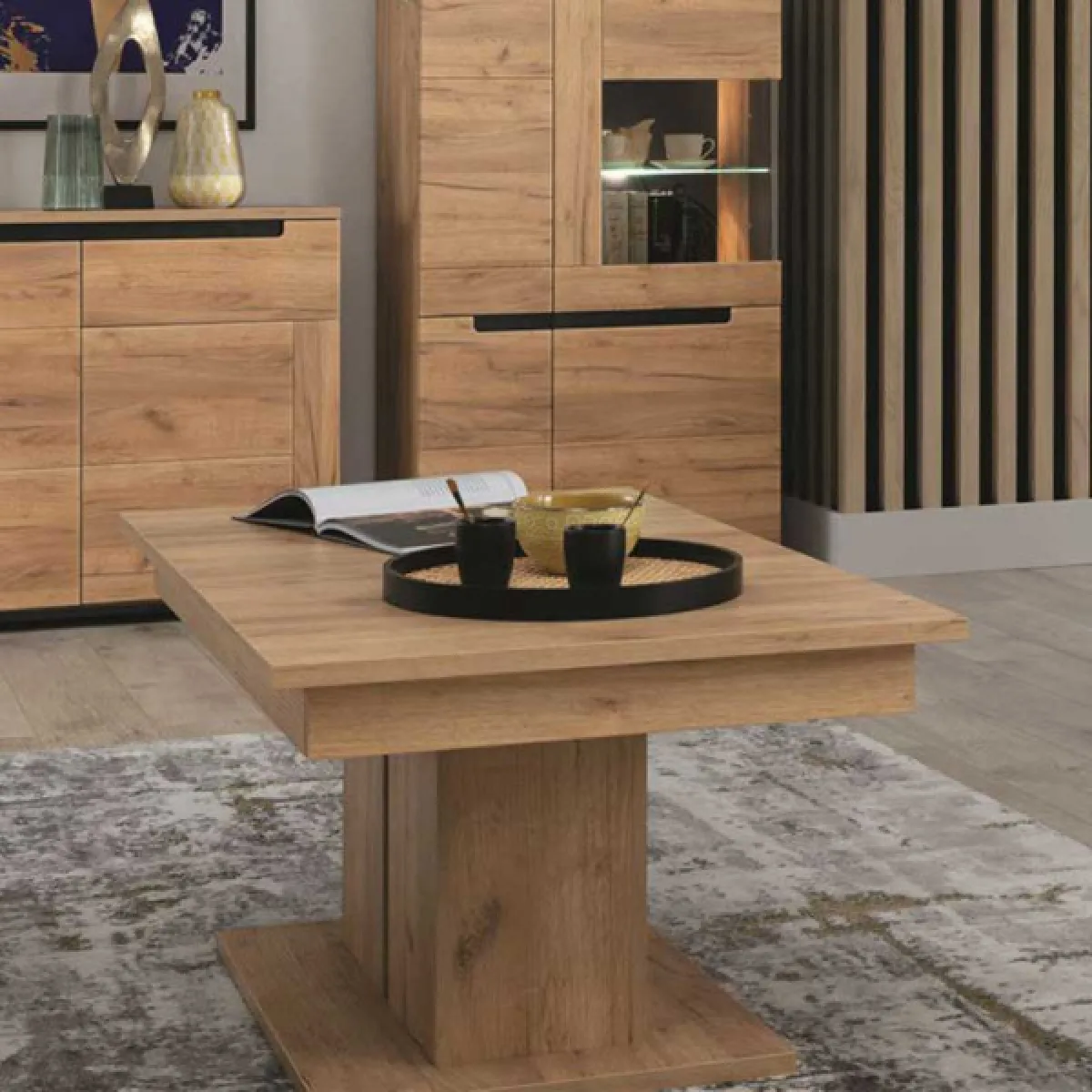 Comparer les prix de Dansmamaison Table basse COSPRI chêne miel - Extensible