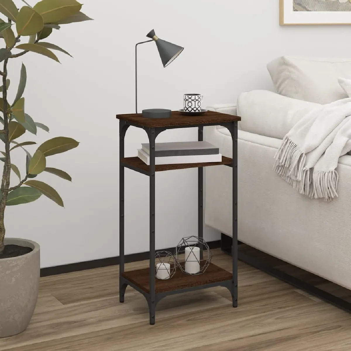 vidaXL Table d'appoint Chêne Marron
