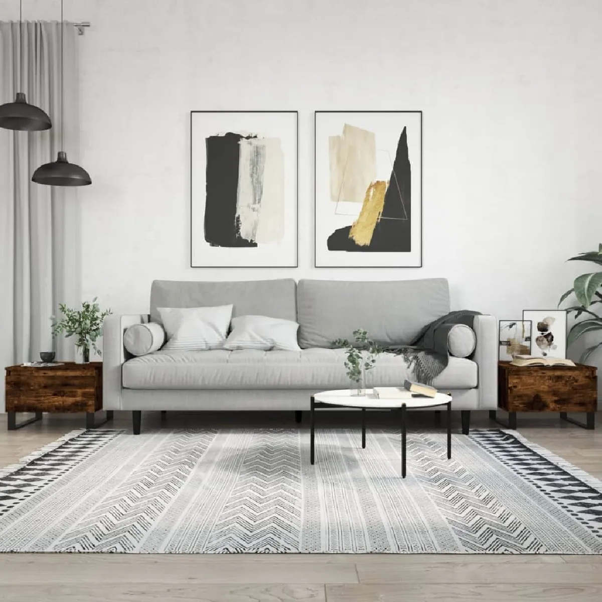 Comparer les prix de Maison Chic Tables Basses Lot de 2 – Chêne Fumé