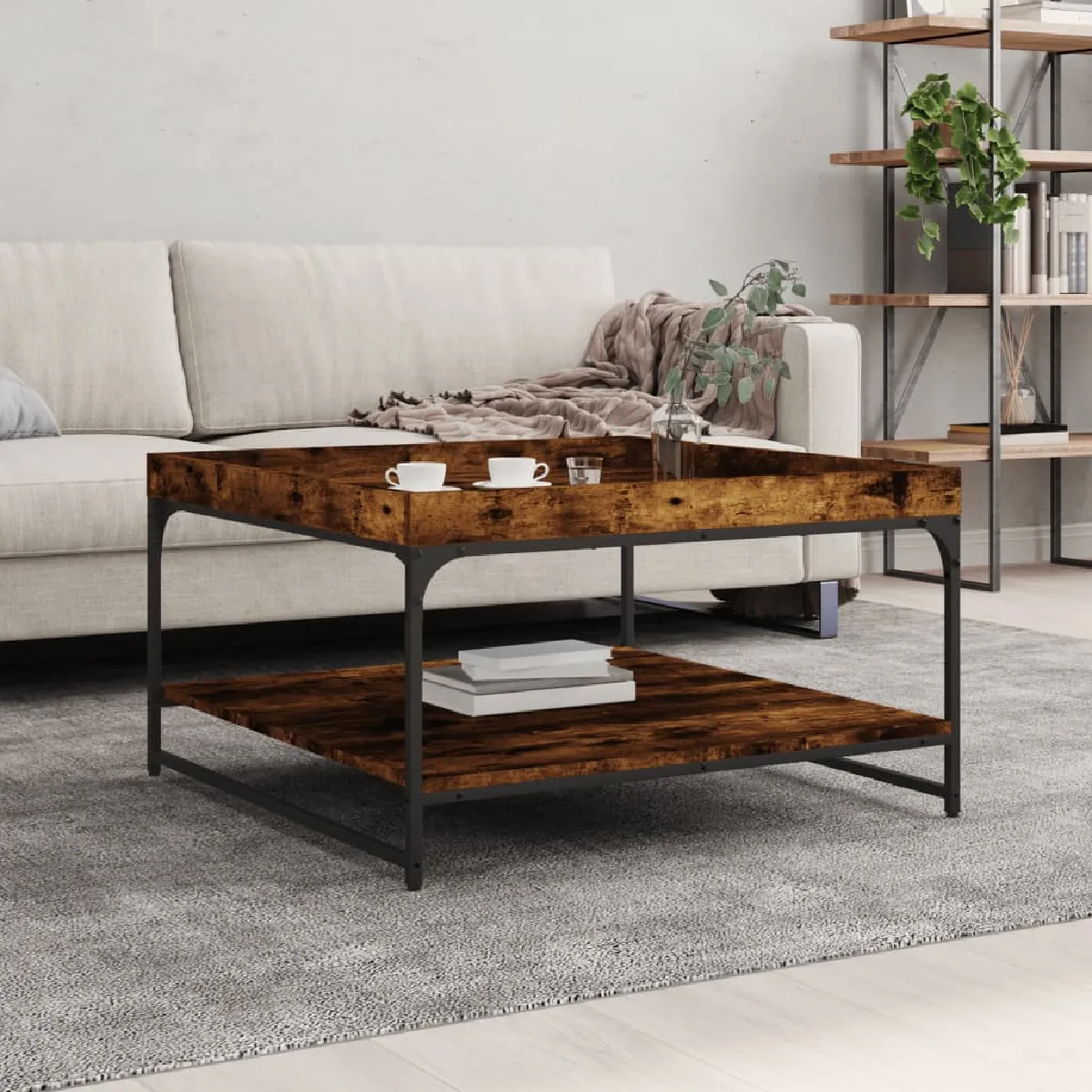 VIDAXL - Table basse - 80x80x45 cm - Chêne fumé - Image 2
