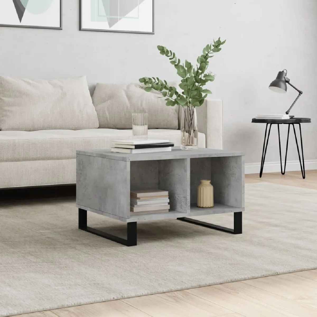 VidaXL Table Basse Gris Béton 60x50x36.5