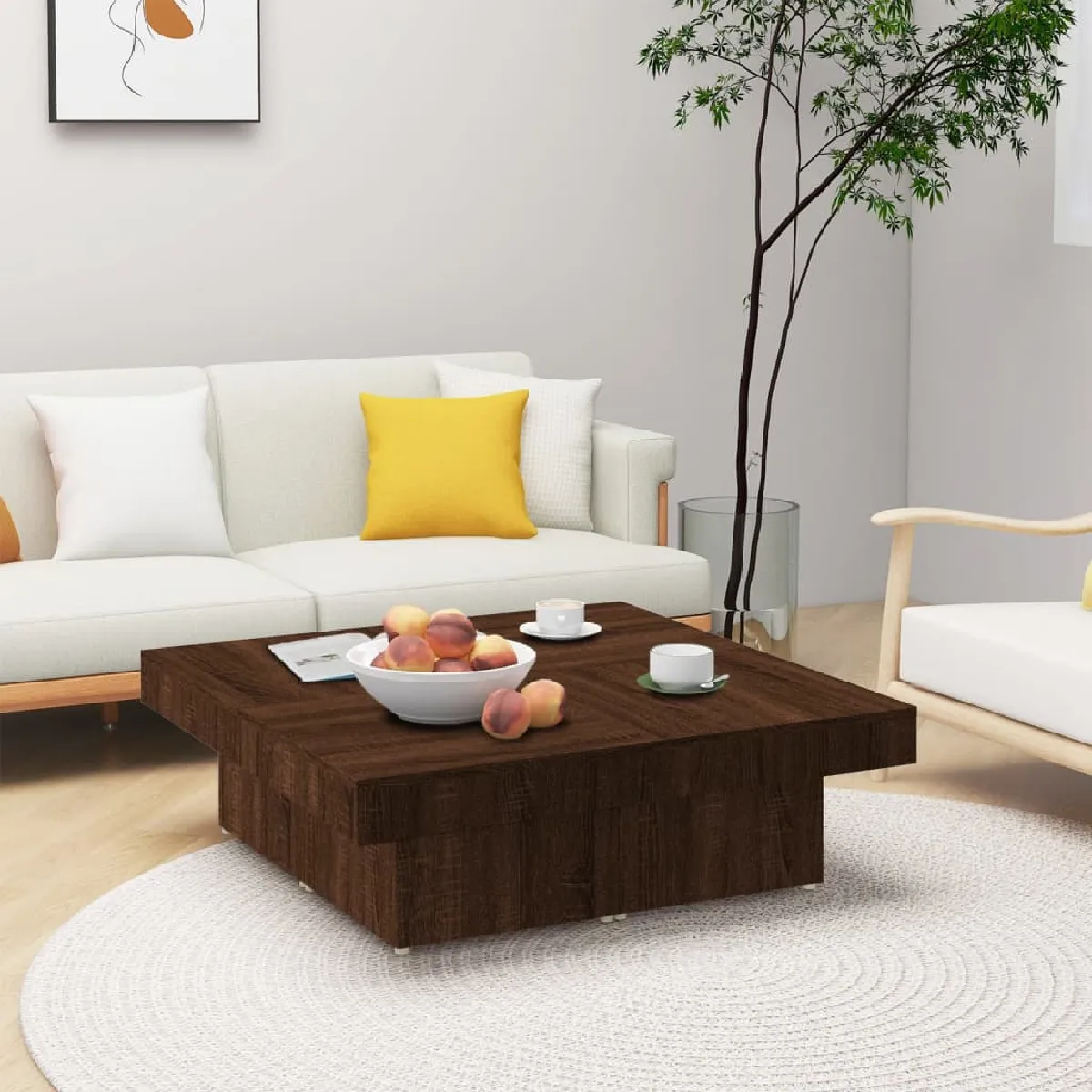 vidaXL Table basse - Chêne marron - 90x90x28 cm