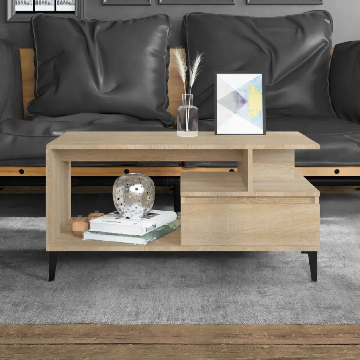 vidaXL Table basse 90x49x45 cm - Chêne sonoma